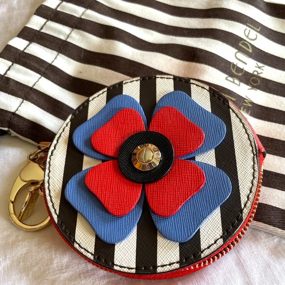 Accessories - Henri Bendel Centennial Stripe Applique Flower Zip Pouch NEW